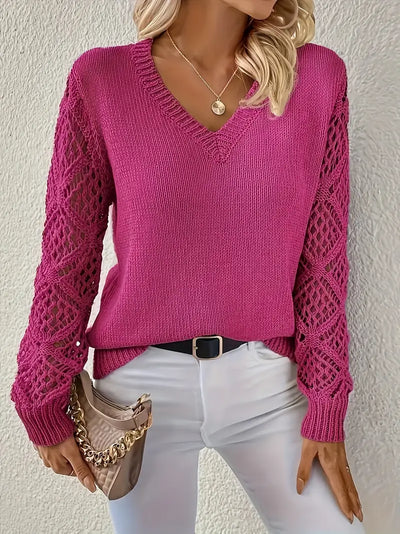 Elena | Lace-Sleeve Knit Sweater