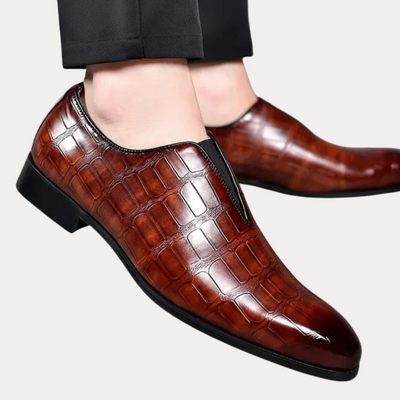 Edward | Crocodile-Embossed Leather Slip-On Shoes