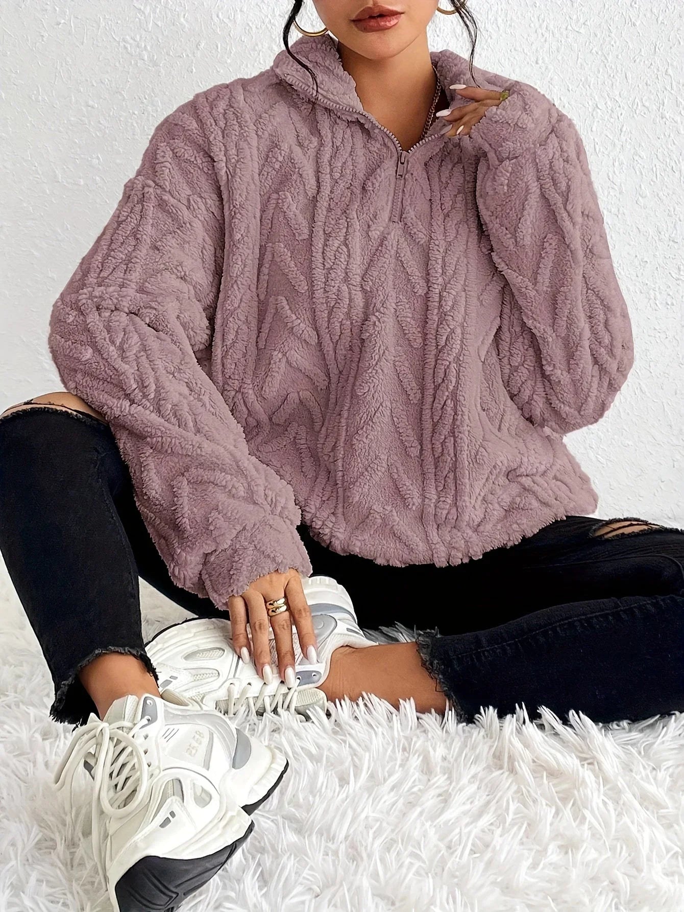Fiona | Braided Zip-Up Pullover