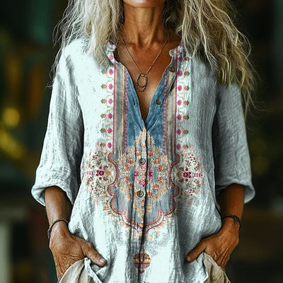 Esther | Vintage Ethnic Print Shirt