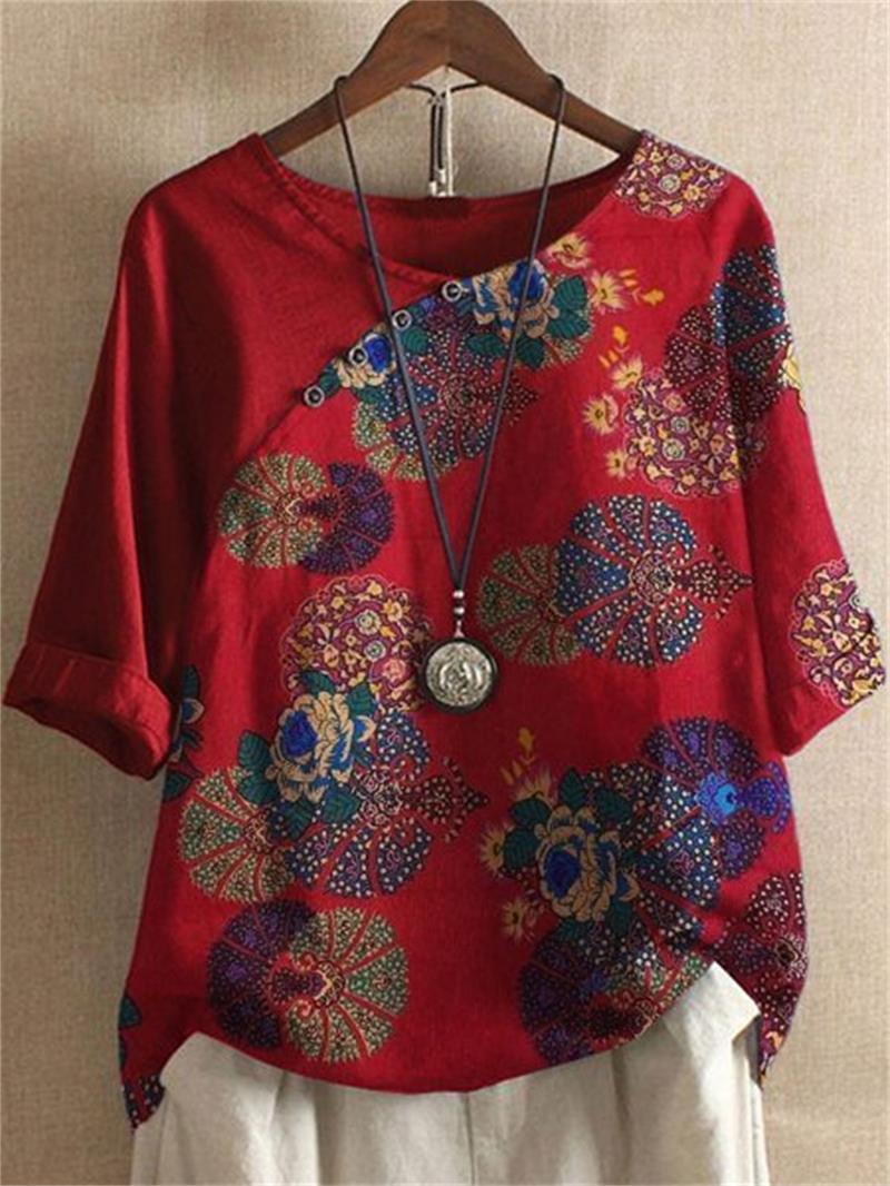 Wendy | Short Sleeve Floral T Shirt + Free Necklace