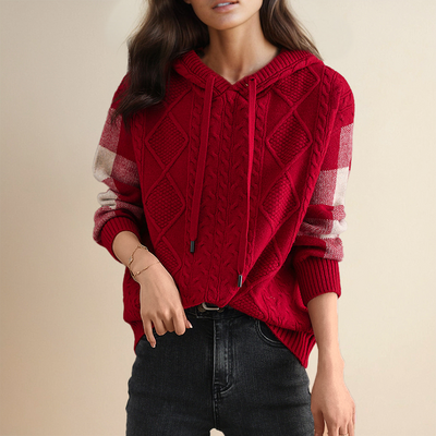 Tamsin™ - HOODED SWEATER WITH ELEGANT JACQUARD DESIGN