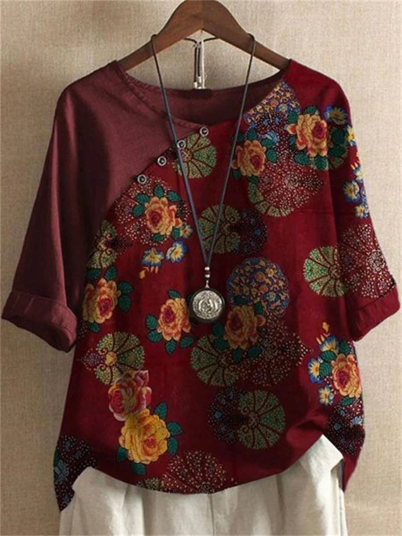 Wendy | Short Sleeve Floral T Shirt + Free Necklace